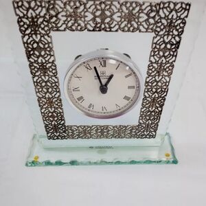 International Silver Company Glass Quartz Mantel/Desk  Clock ~ New in Box